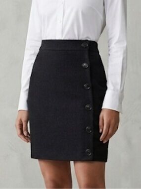 Sezane Romane Black Mini Skirt Side Buttons Small